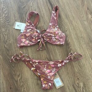 Billabong Brown Bikini Set Cheeky Brazilian Cut